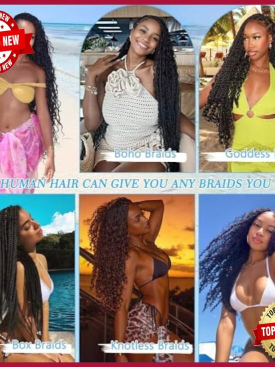 Deep Wave Human Hair Braiding Extensions 150g 6 Bundles 24 Inch